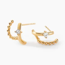 Outlet Histoire d'Or Boucles D'oreilles Pearly Effect Or Jaune Diamant