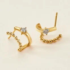 Outlet Histoire d'Or Boucles D'oreilles Pearly Effect Or Jaune Diamant