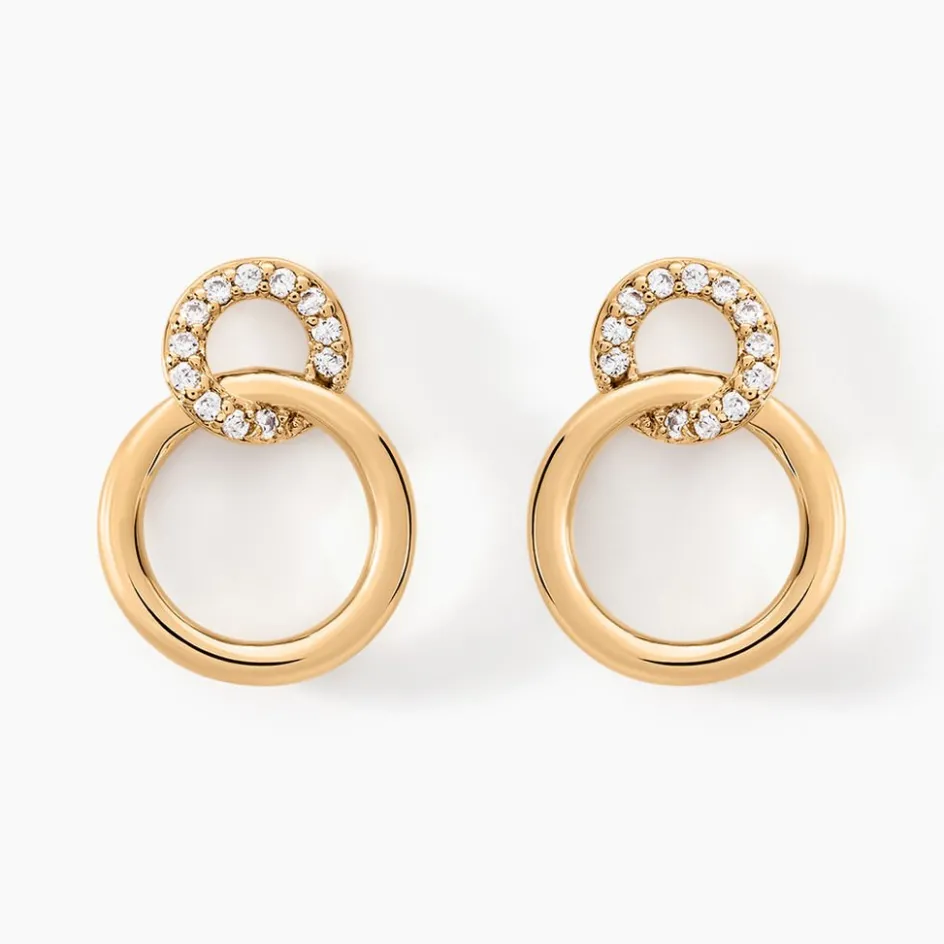 Online Histoire d'Or Boucles D'oreilles Pendantes Essia Plaqué Or Jaune Oxyde De Zirconium