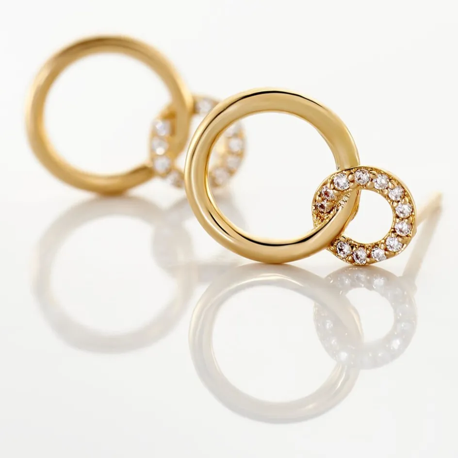 Online Histoire d'Or Boucles D'oreilles Pendantes Essia Plaqué Or Jaune Oxyde De Zirconium