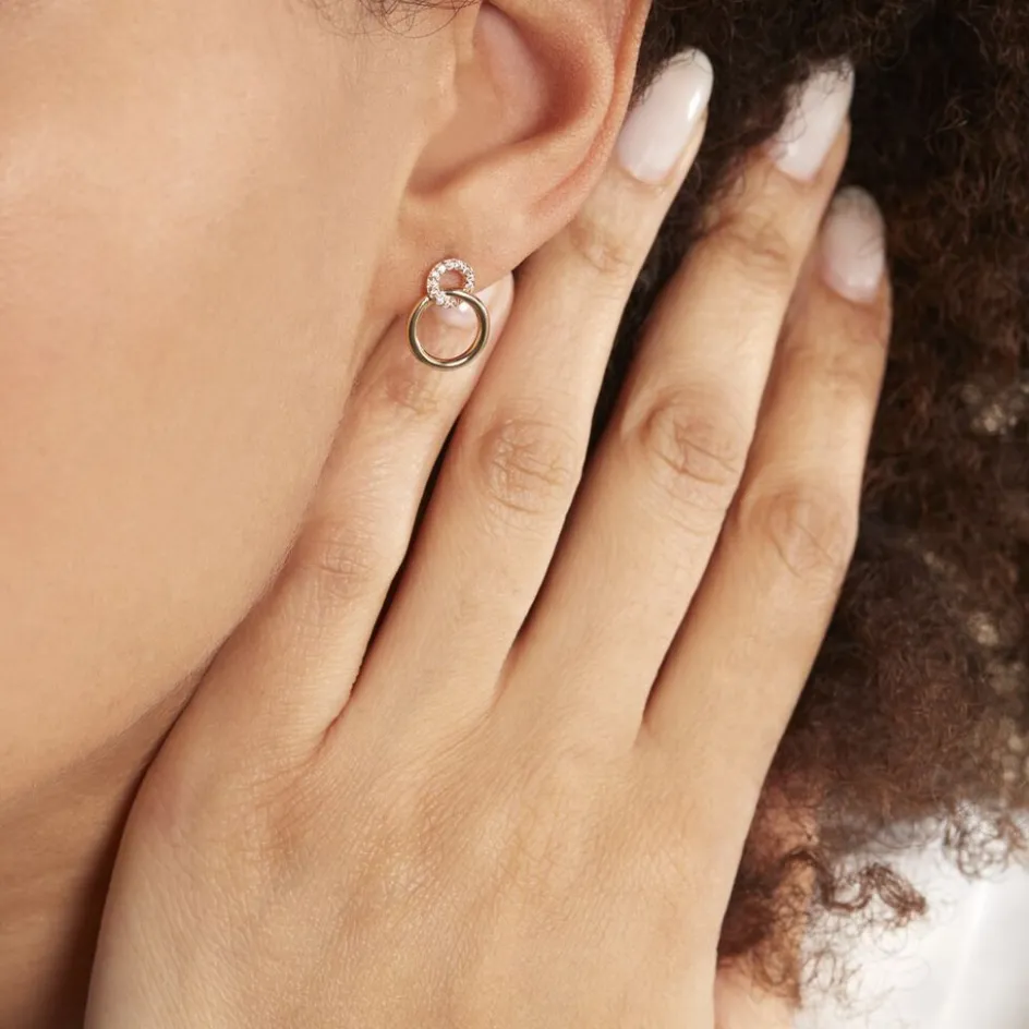 Online Histoire d'Or Boucles D'oreilles Pendantes Essia Plaqué Or Jaune Oxyde De Zirconium