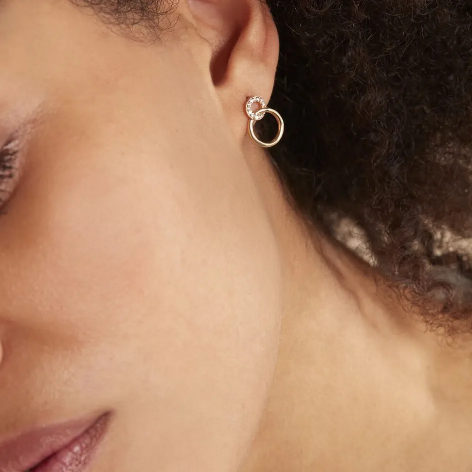 Online Histoire d'Or Boucles D'oreilles Pendantes Essia Plaqué Or Jaune Oxyde De Zirconium