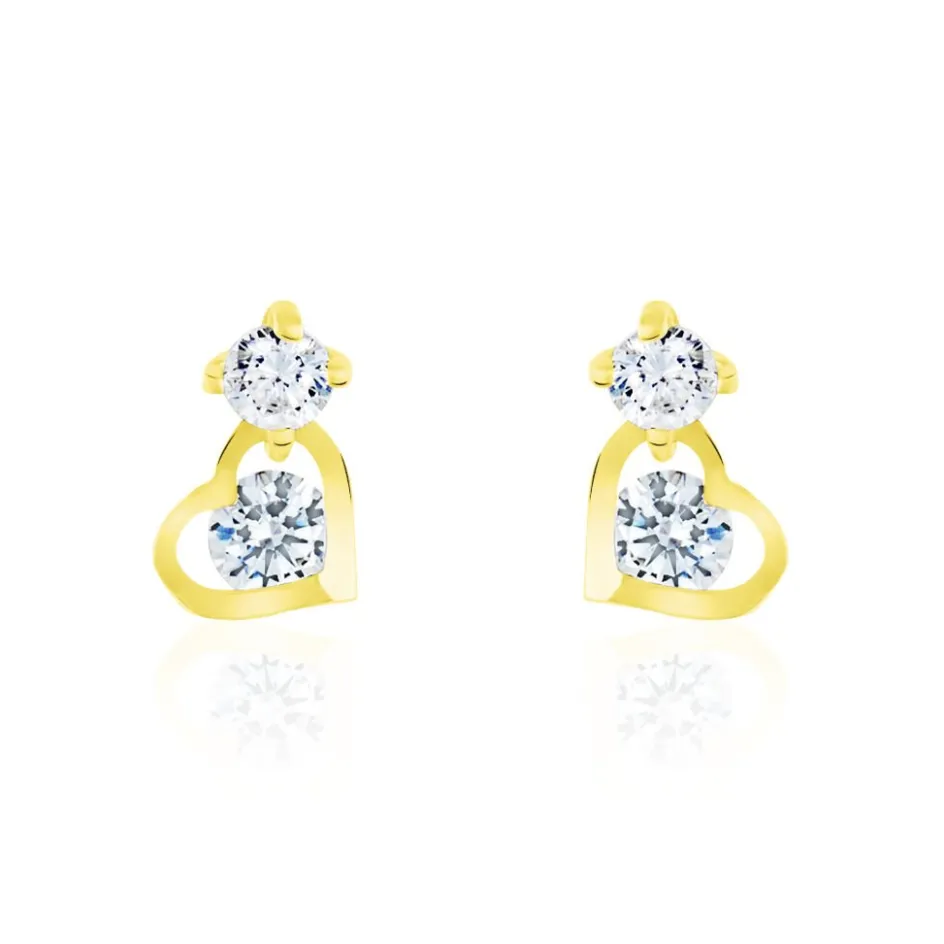 Clearance Histoire d'Or Boucles D'oreilles Pendantes Ludyvine Or Jaune Oxyde De Zirconium