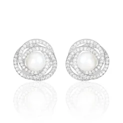 Hot Histoire d'Or Boucles D'oreilles Pendantes Matilda Argent Perle Culture Et Oxyde