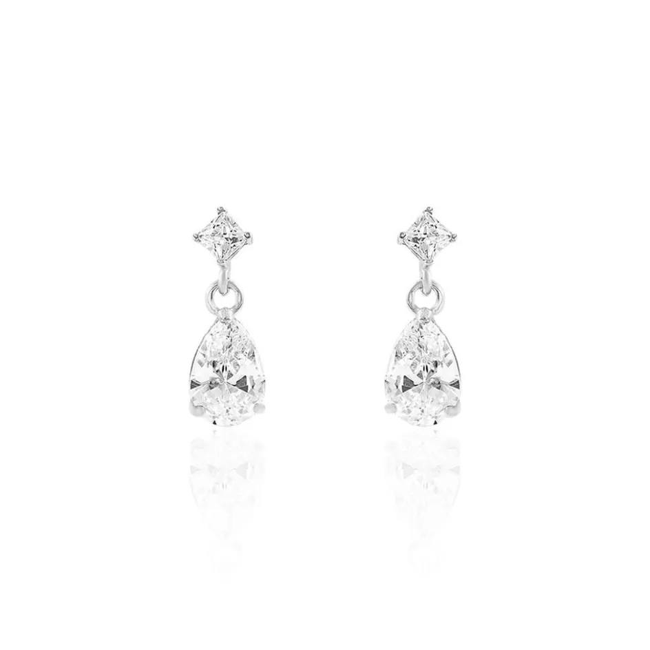 Best Histoire d'Or Boucles D'oreilles Pendantes Jordaine Or Blanc Oxydes