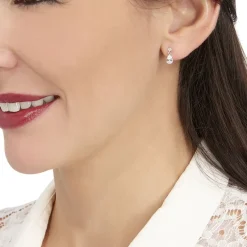 Best Histoire d'Or Boucles D'oreilles Pendantes Jordaine Or Blanc Oxydes