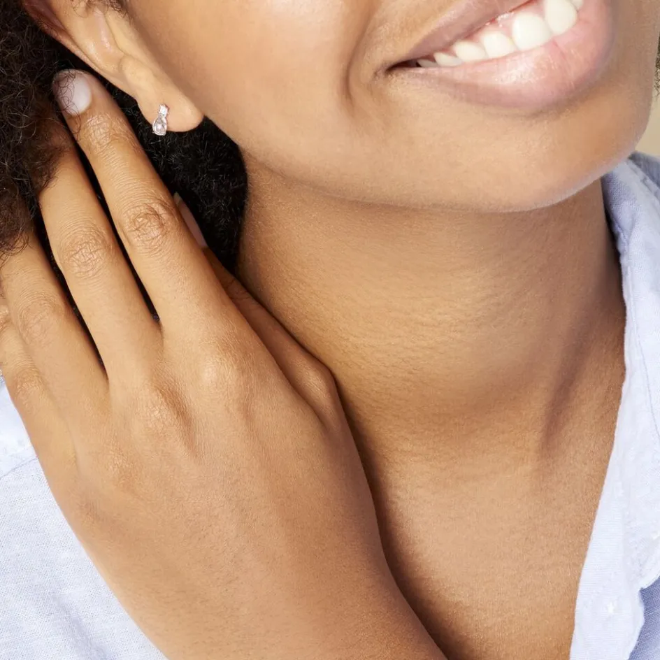 Best Histoire d'Or Boucles D'oreilles Pendantes Jordaine Or Blanc Oxydes