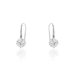 New Histoire d'Or Boucles D'oreilles Pendantes Or Blanc Aedhan Oxydes