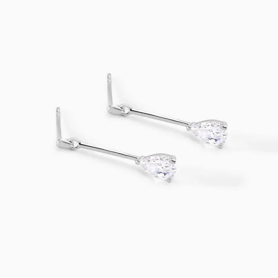 Best Histoire d'Or Boucles D'oreilles Pendantes Goutte Or Blanc Oxyde De Zirconium