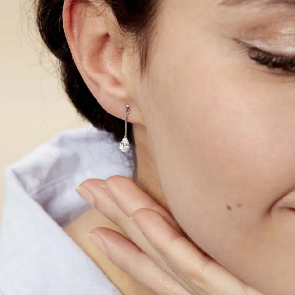 Best Histoire d'Or Boucles D'oreilles Pendantes Goutte Or Blanc Oxyde De Zirconium