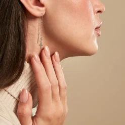 Outlet Histoire d'Or Boucles D'oreilles Pendantes Gaiana Argent Blanc