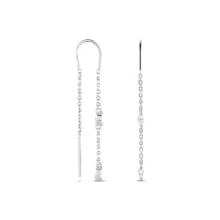 Best Histoire d'Or Boucles D'oreilles Pendantes Garsha Argent Blanc Oxyde De Zirconium