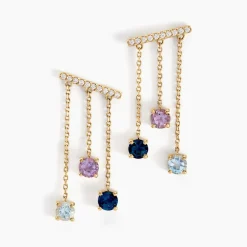 Sale Histoire d'Or Boucles D'oreilles Pendantes Universe Or Jaune Topaze Améthyste or jaune topaze bleu london
