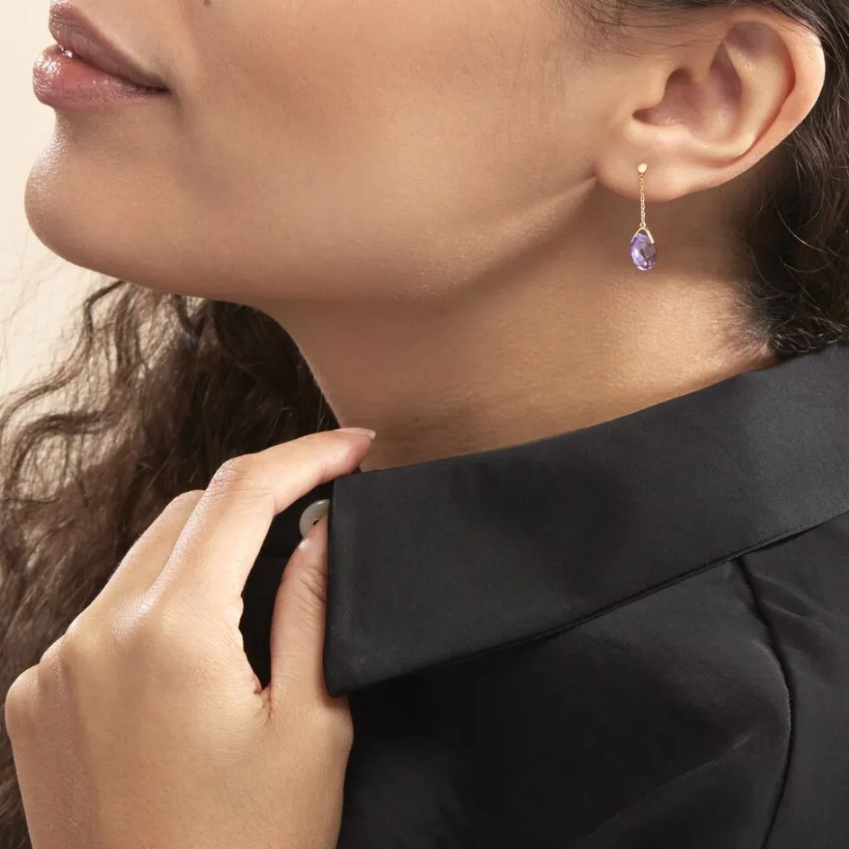 Histoire d'Or Boucles D'oreilles Pendantes Ludmille Or Jaune Amethyste* Boucles D'Oreilles|Boucles D'Oreilles Pendantes