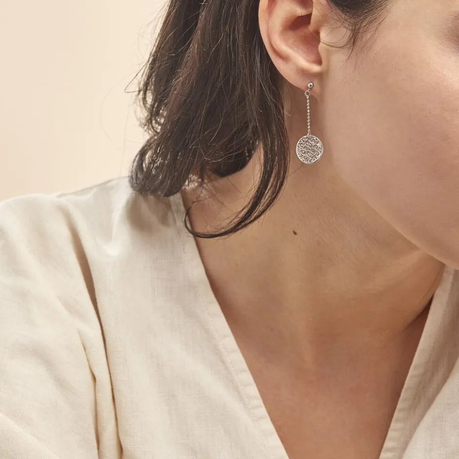 Online Histoire d'Or Boucles D'oreilles Pendantes Setti Argent Blanc