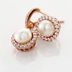 Hot Histoire d'Or Boucles D'oreilles Pendantes Olivia Argent Rose Perle Culture Oxyde