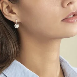 Hot Histoire d'Or Boucles D'oreilles Pendantes Olivia Argent Rose Perle Culture Oxyde