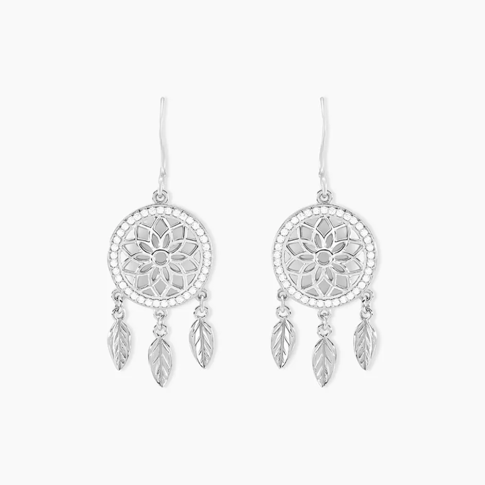 New Histoire d'Or Boucles D'oreilles Pendantes Nemetona Argent Blanc Oxyde