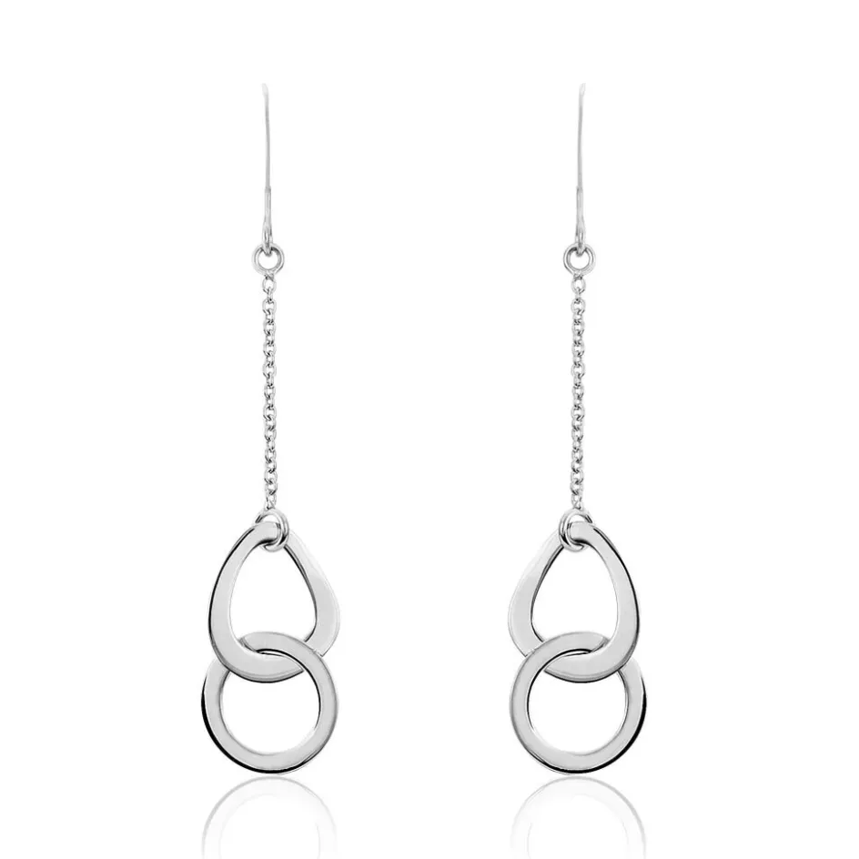 Hot Histoire d'Or Boucles D'oreilles Pendantes Joy Argent Blanc