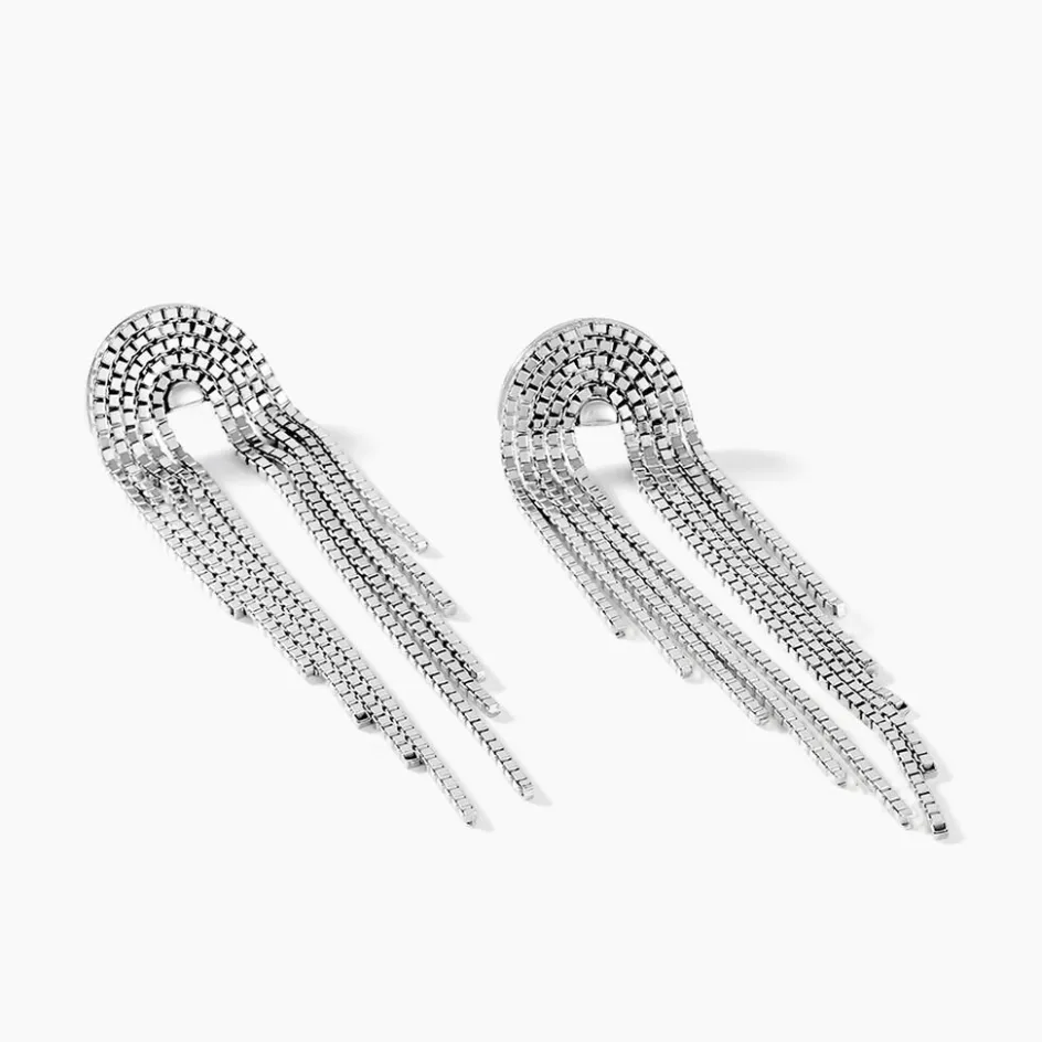 New Histoire d'Or Boucles D'oreilles Pendantes Jakarta Argent Blanc