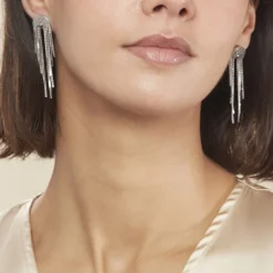 New Histoire d'Or Boucles D'oreilles Pendantes Jakarta Argent Blanc