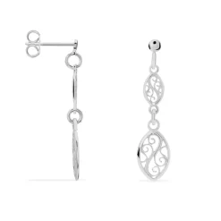 Online Histoire d'Or Boucles D'oreilles Pendantes Mahee Argent Blanc