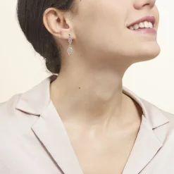 Online Histoire d'Or Boucles D'oreilles Pendantes Mahee Argent Blanc