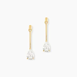 Hot Histoire d'Or Boucles D'oreilles Pendantes Goutte De Zirconium or jaune oxyde