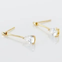 Hot Histoire d'Or Boucles D'oreilles Pendantes Goutte De Zirconium or jaune oxyde