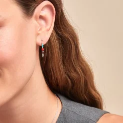 Hot Histoire d'Or Boucles D'oreilles Pendantes Behati Argent Blanc Corail Turquoise