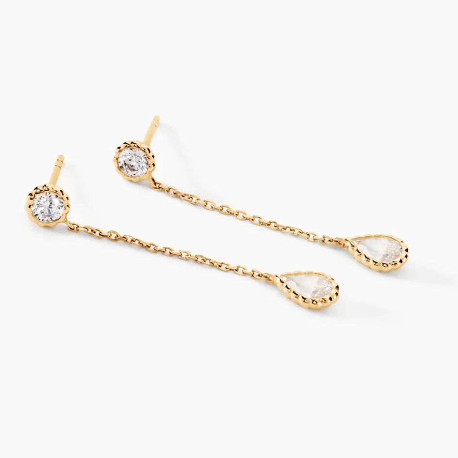 Online Histoire d'Or Boucles D'oreilles Pendantes Kadidja Or Jaune Oxyde De Zirconium
