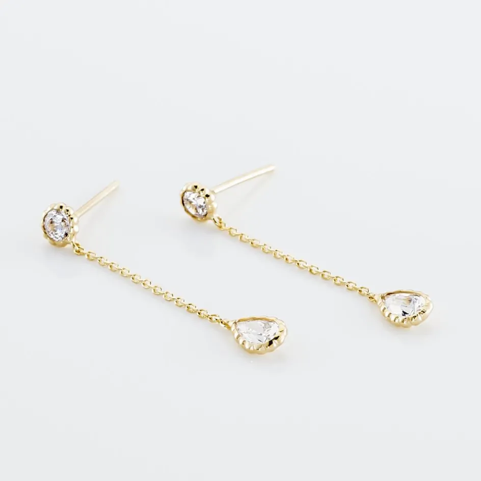 Online Histoire d'Or Boucles D'oreilles Pendantes Kadidja Or Jaune Oxyde De Zirconium