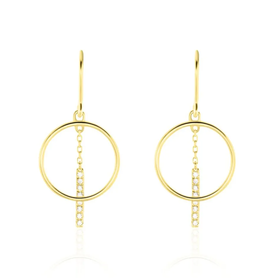 Clearance Histoire d'Or Boucles D'oreilles Pendantes Or Jaune Guda Oxyde De Zirconium