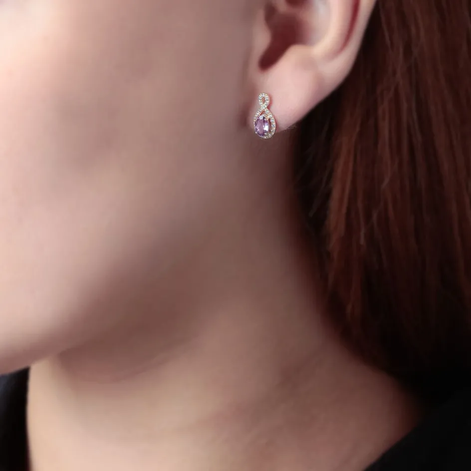 Outlet Histoire d'Or Boucles D'oreilles Pendantes Passion Or Jaune Amethyste Et Oxyde