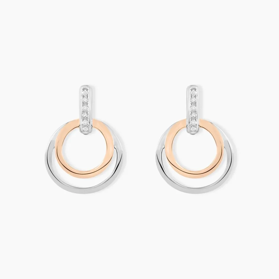 Outlet Histoire d'Or Boucles D'oreilles Pendantes Eloisia Or Bicolore Diamant