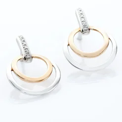 Outlet Histoire d'Or Boucles D'oreilles Pendantes Eloisia Or Bicolore Diamant