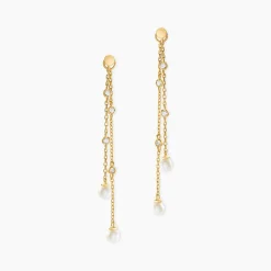 Best Histoire d'Or Boucles D'Oreilles Pendantes Jacaline Or Jaune Perle De Culture Oxyde De Zirconium