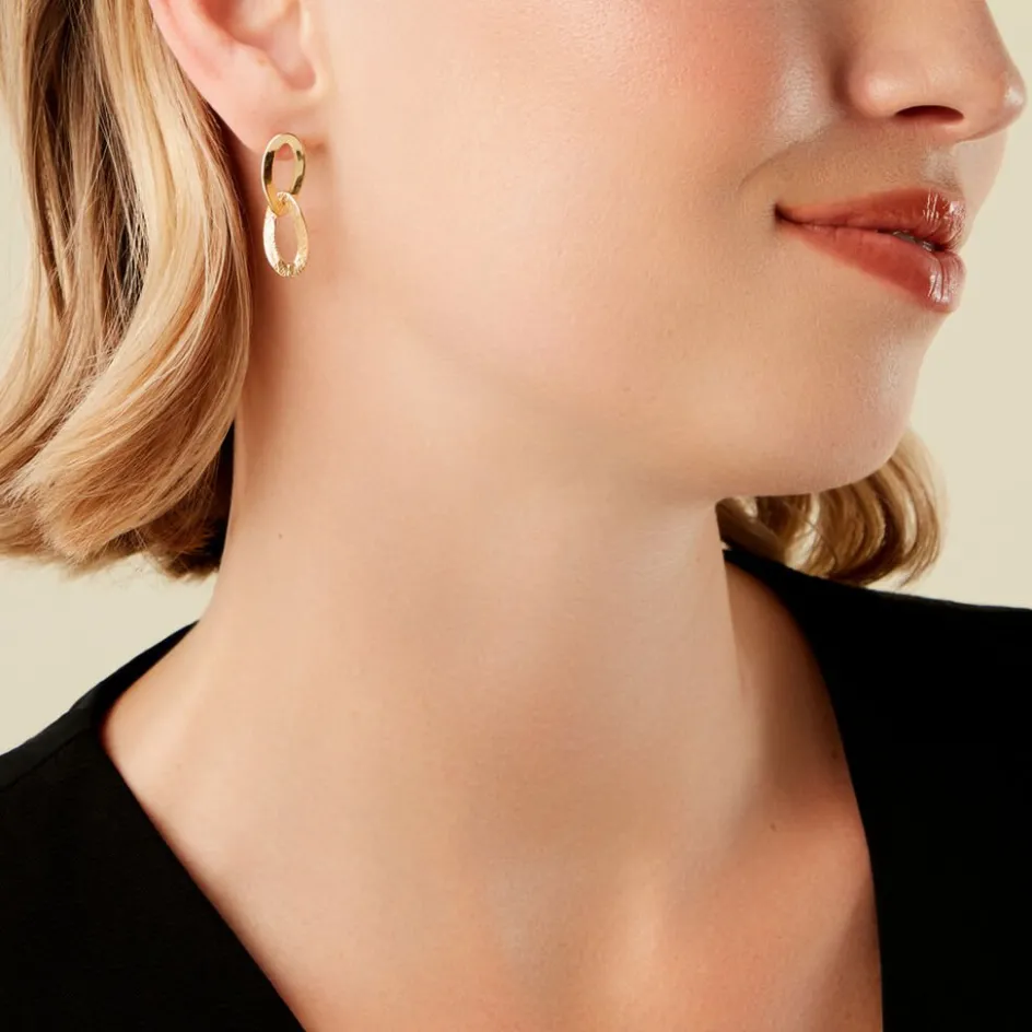 New Histoire d'Or Boucles D'Oreilles Pendantes Jovane Or Jaune