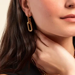 Online Histoire d'Or Boucles D'oreilles Pendantes Lyre Acier Jaune