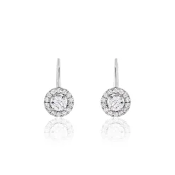 Sale Histoire d'Or Boucles D'oreilles Pendantes Mentoura Or Blanc Diamant Synthétique