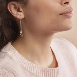 Outlet Histoire d'Or Boucles D'oreilles Pendantes Juliette Argent Blanc