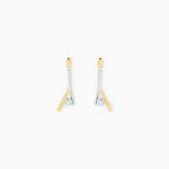 Sale Histoire d'Or Boucles D'oreilles Pendantes Formev Or Bicolore Oxyde De Zirconium