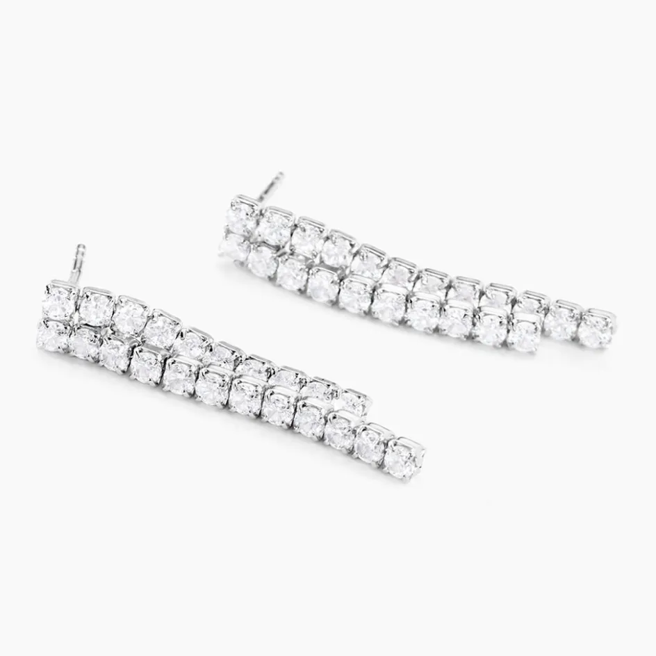 Online Histoire d'Or Boucles D'oreilles Pendantes Louann Argent Blanc Oxyde De Zirconium