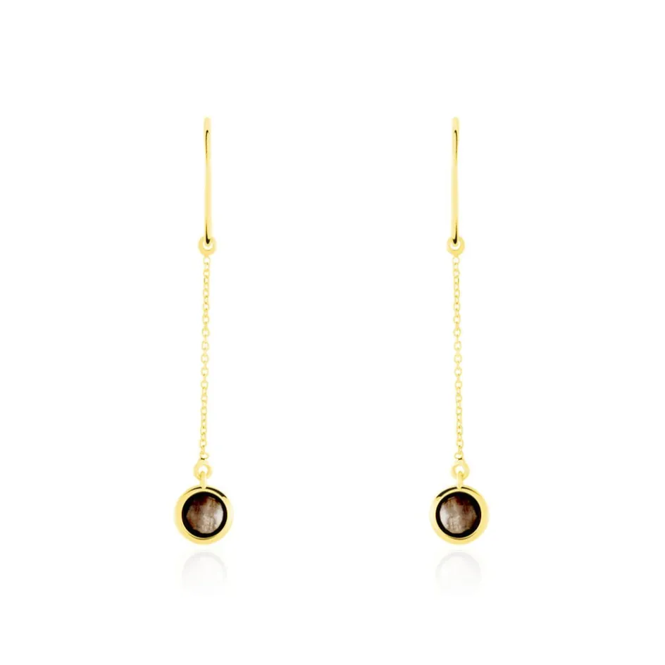 Outlet Histoire d'Or Boucles D'oreilles Pendantes Arenale Or Jaune Quartz or jaune quartz marron