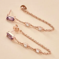Clearance Histoire d'Or Boucles D'oreilles Pendantes Purple Mood Argent Rose Oxydes