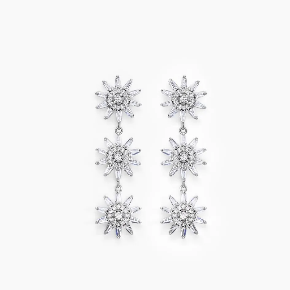 New Histoire d'Or Boucles D'oreilles Pendantes Daisy Argent Blanc Oxyde De Zirconium