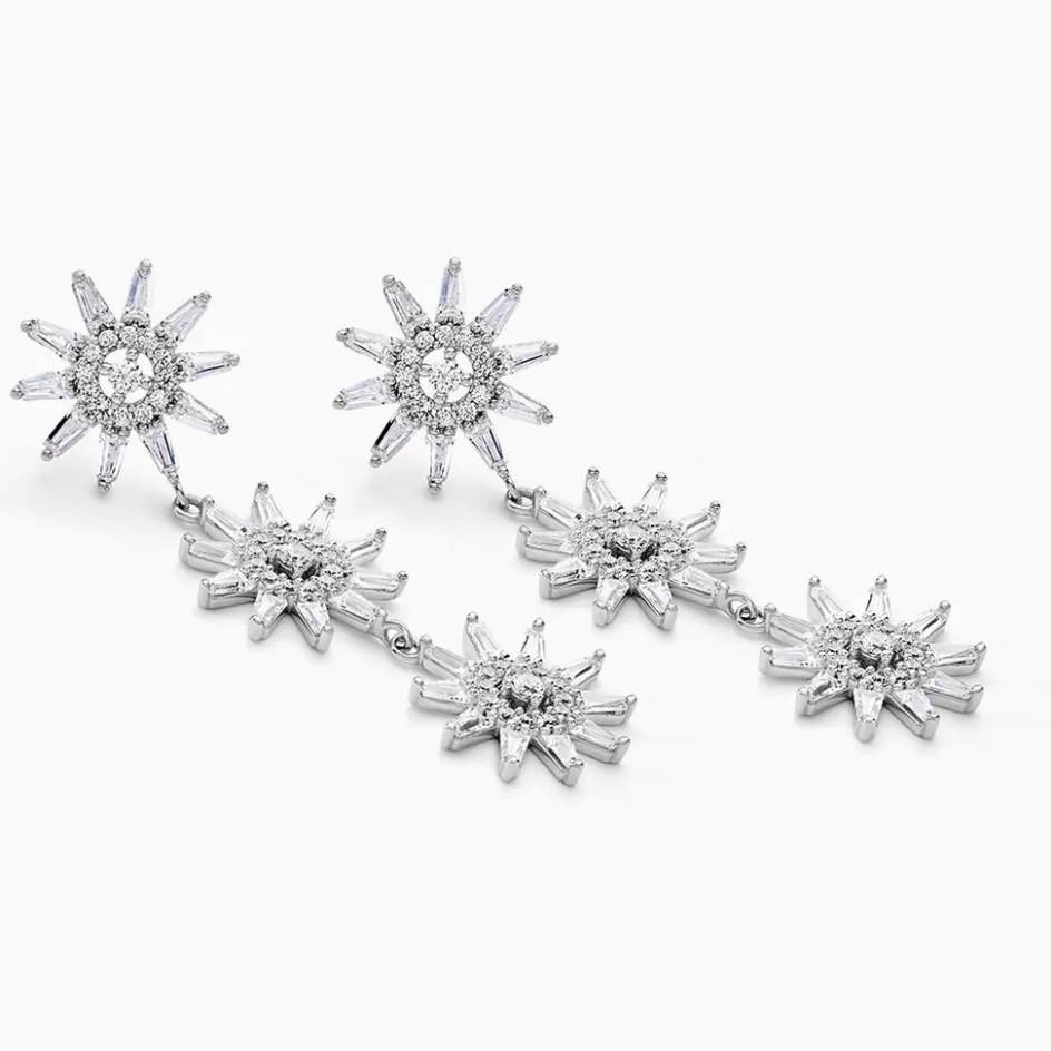 New Histoire d'Or Boucles D'oreilles Pendantes Daisy Argent Blanc Oxyde De Zirconium