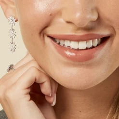 New Histoire d'Or Boucles D'oreilles Pendantes Daisy Argent Blanc Oxyde De Zirconium