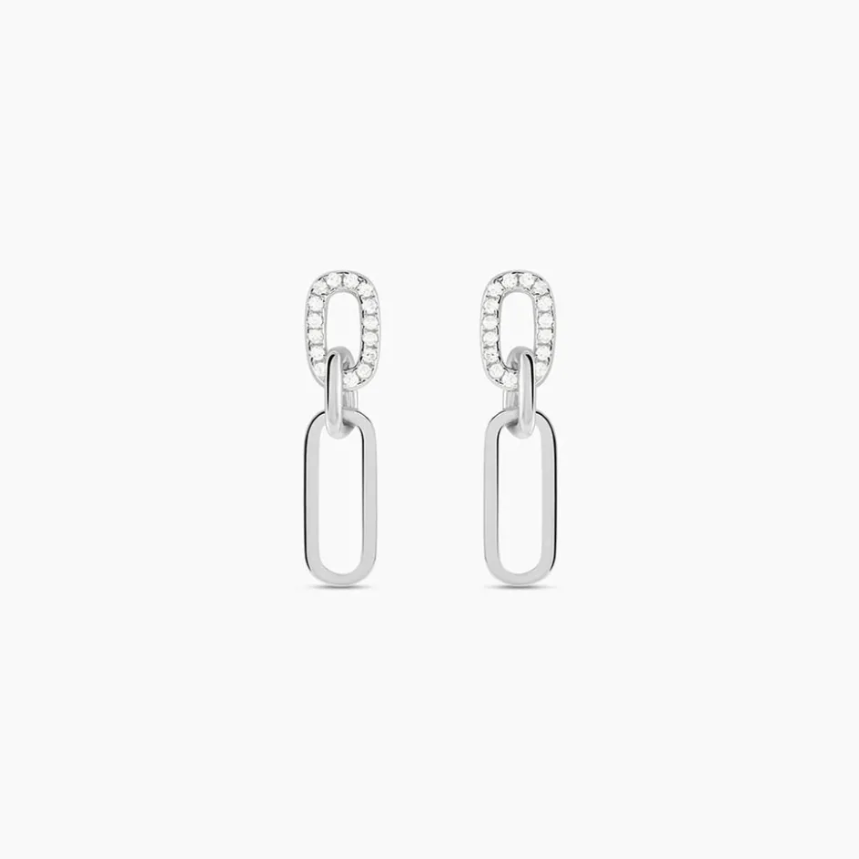 Sale Histoire d'Or Boucles D'oreilles Pendantes Trait D'union Argent Blanc Oxyde