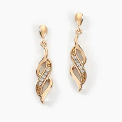 Sale Histoire d'Or Boucles D'oreilles Pendantes Ishaae Plaqué Or Jaune Oxyde De Zirconium